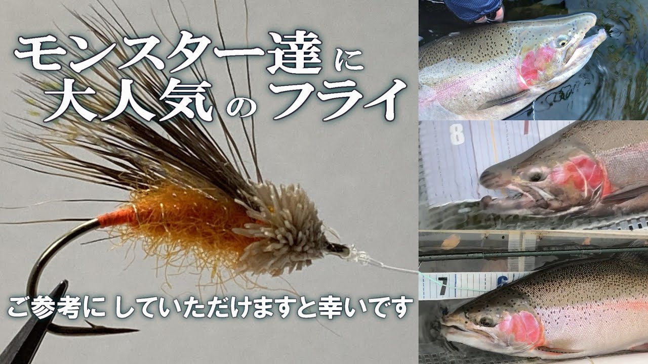 【フライ #1】ヒゲナガ　　　　70㎝オーバーのイケメンニジマスを3本も仕留めたフライ　フライフィッシング　フライタイイング