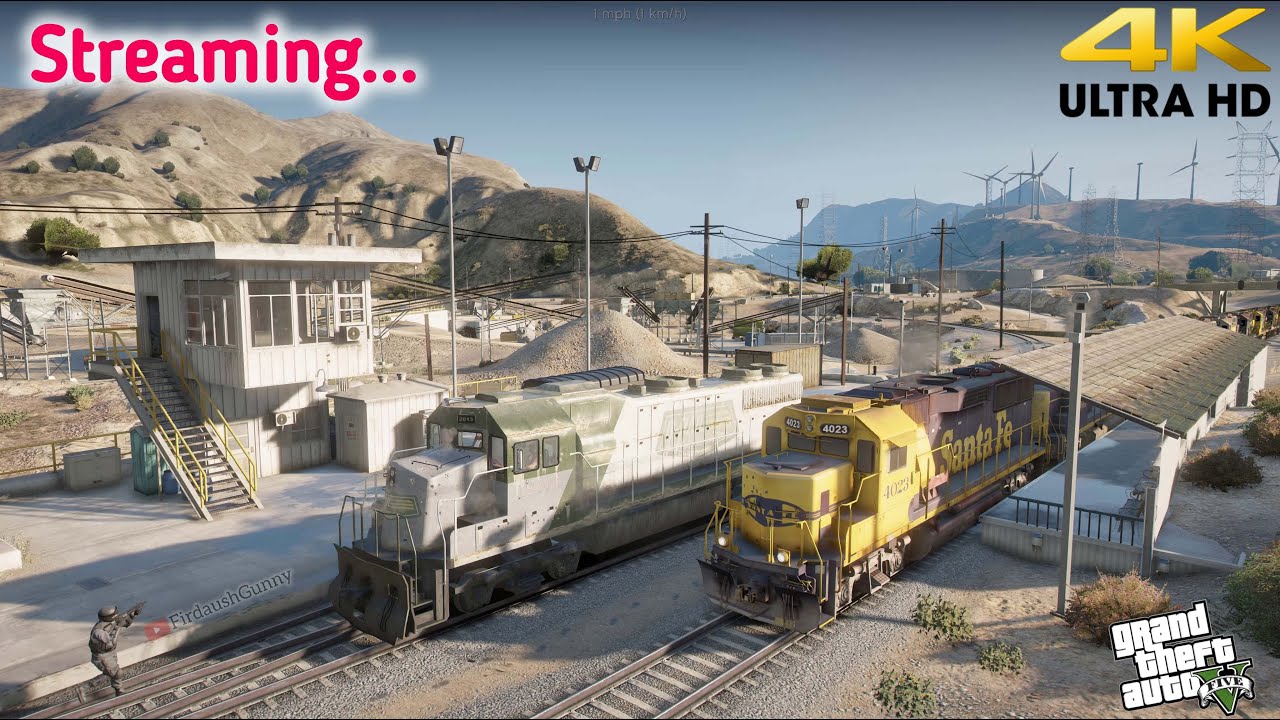 Streaming Grand Theft Auto V Realistic Trains and 5 Star Wanted Level