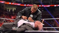 The WrestleMania contract signing between Triple H and Brock Lesnar ends in chaos: Raw, March 18, 20