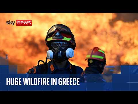 Major wildfire burns in Greece