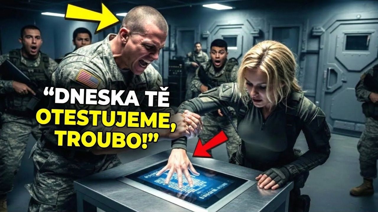 Strážný jí přitiskl ruku ke skeneru – odemkly se všechny tajné dveře na základně.