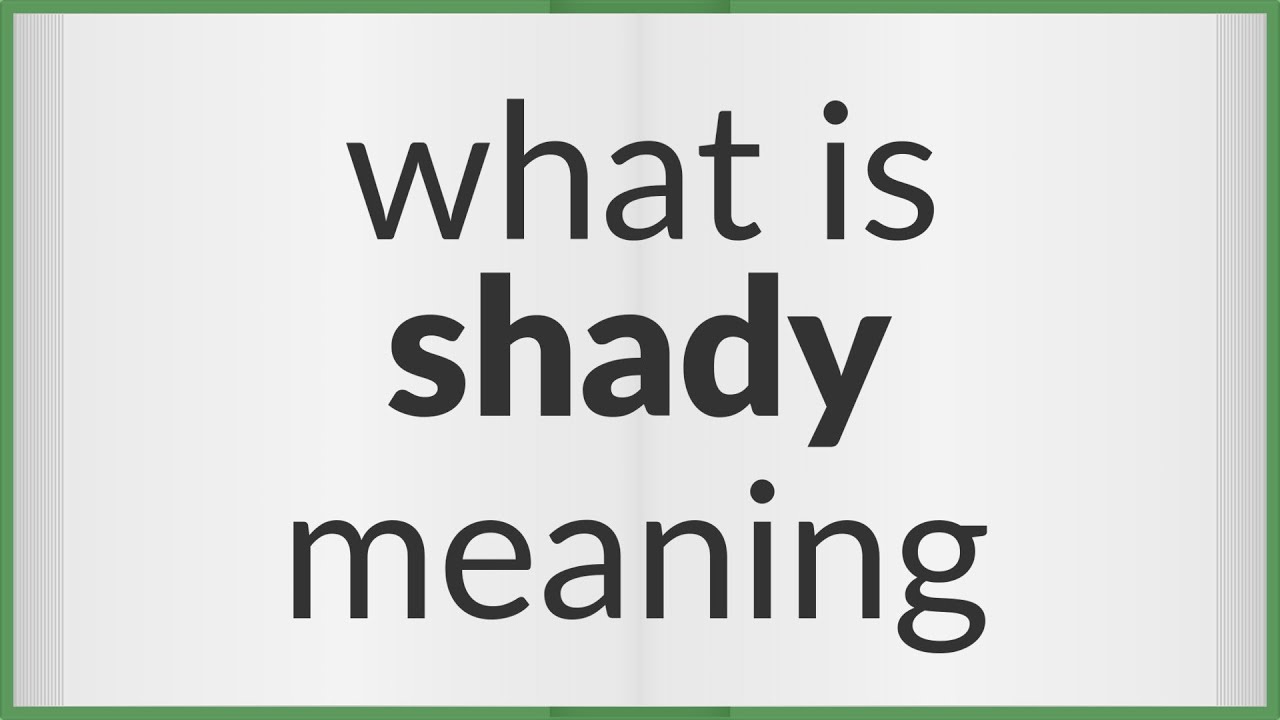 Shady Meaning Of Shady YouTube