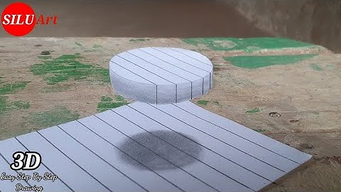 Easy 3D Trick Art on Line Paper floating Circle |  Pencil Drawing