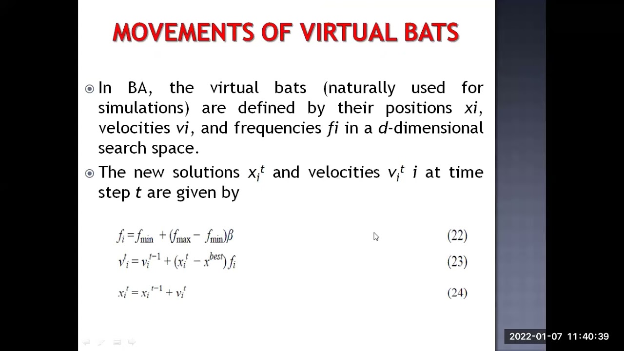 Lecture 10 BAT Algorithm ELO710 07 01 22 - YouTube
