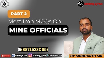 MS OM Live Course/Part 2 MCQs based on Mine Officials by Siddharth sir /Mining Gyan online Classes