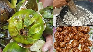 Puffed Snowball | Water Lily Seed Puffed | Rare Traditional Food | Tasty Jaggery Snowball Recipe