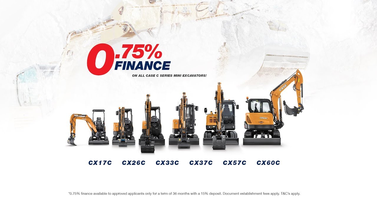 0.75 Finance On ALL Case Mini Excavators YouTube