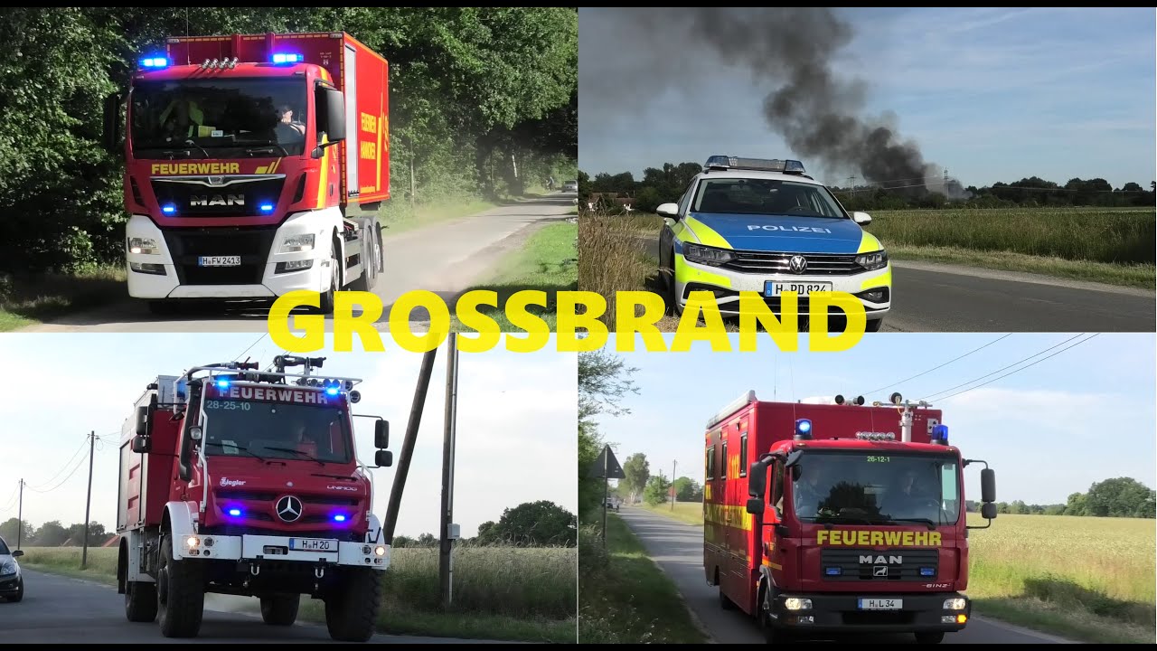 [GROSSBRAND in BURGDORF] GROSSALARM für die FEUERWEHREN DICKE SCHWARZE RAUCHWOLKE + EINSATZFAHRTEN