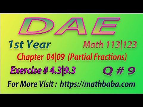 DAE 1st year Chapter 04|09 Exercise 4.3|9.3 Question 09