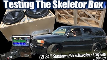 The "Skelator" box First SPL Test - 2 Huge 24" Sundown ZV5 Subwoofers 2 2500 Watt Amps