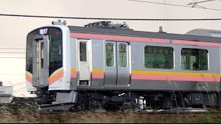 E129系に運用が変わった越後中里行き1742M A26+A25編成ダブルパンタ 信越線上越線