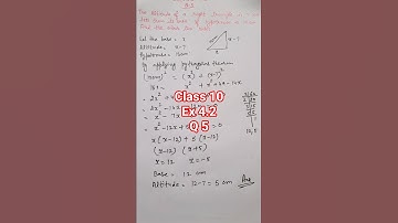 The altitude of a right triangle is 7 cm less than its base  if hypotenuse is 13 cm find other two s