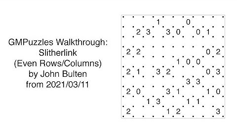 GMPuzzles - 2021/03/11 - Slitherlink (Even Rows/Columns) by John Bulten