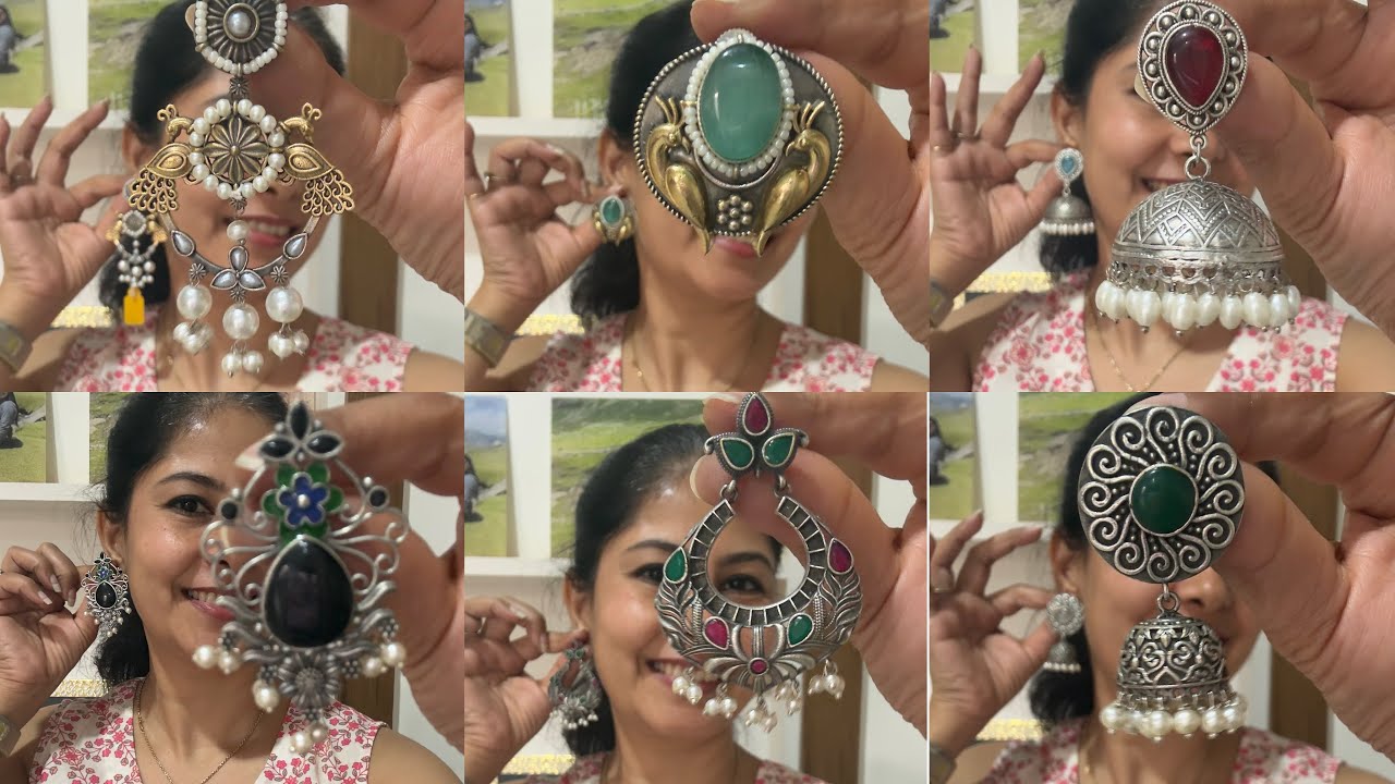 Oxidised earrings | duel tone | jhumka | Meena Kari | monalisa | silver replica @theperfectblock 