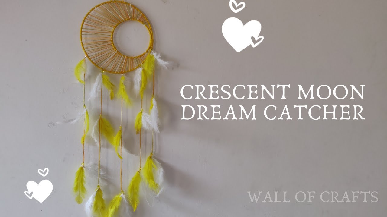 How to make Crescent Moon wall hanging Dream Catcher | Wall Decor Ideas ...