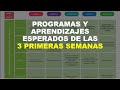 Soy Docente: PROGRAMAS Y APRENDIZAJES ESPERADOS DE LAS 3 PRIMERAS SEMANAS