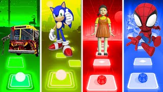 Bus Eater Vs Sonic Vs Squid Game Vs Spiderman - Tiles Hop EDM Rush!