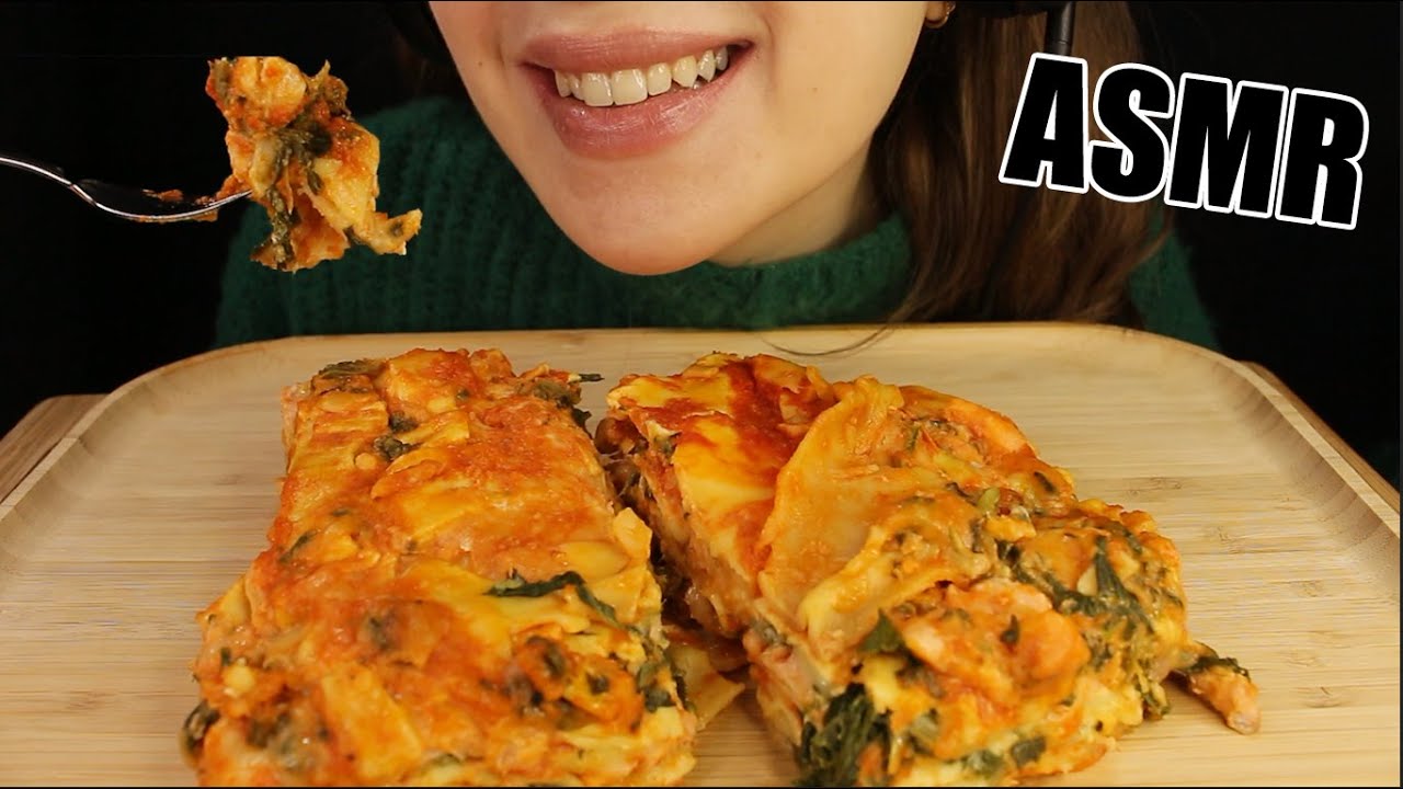 ASMR CHEESY CREAMY SALMON LASAGNA EATING SOUNDS ITALIAN FOOD | MUKBANG No Talking 먹방 | Kasmia ASMR