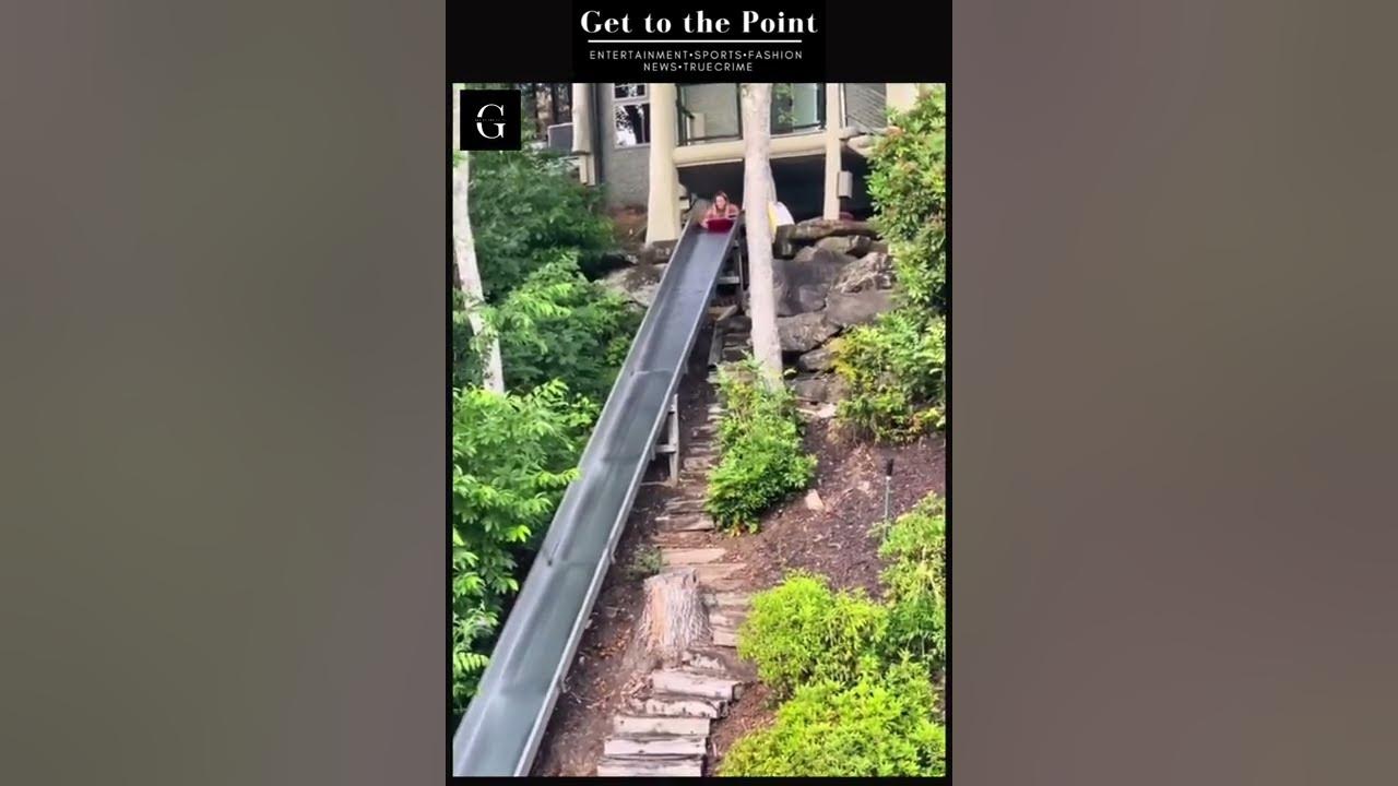 75 foot water slide at an Airbnb in Lake Lure. WaterSlide Airbnb 