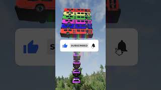 Mixed Rainbow Colour Cars &amp; Buses Fall Crash#70