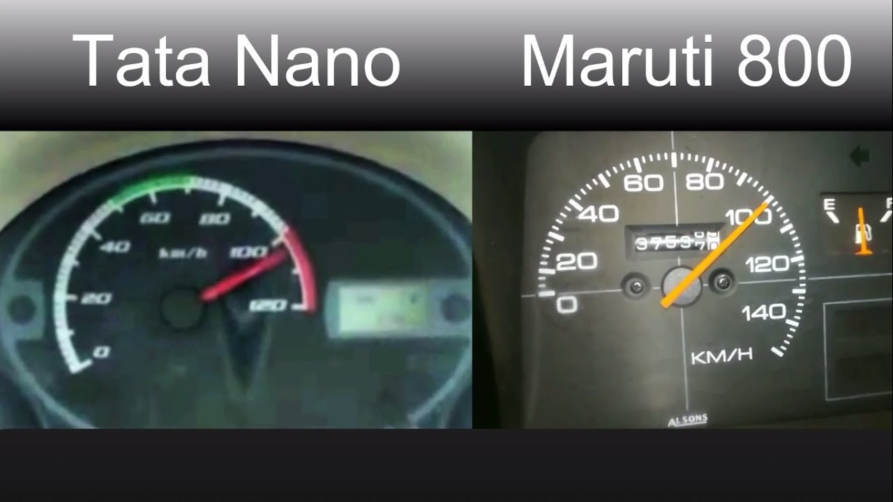 Tata Nano vs Maruti 800 0-100 Speed test YouTube
