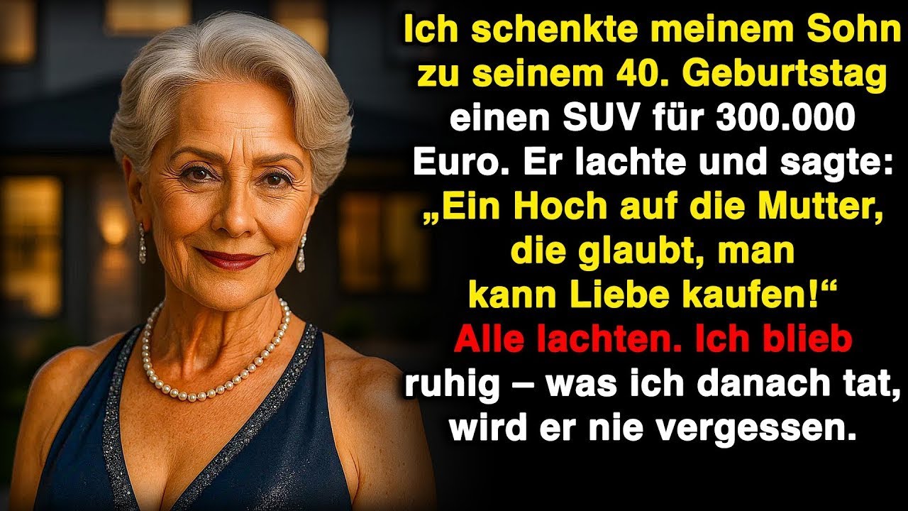 Mein Sohn hob sein Sektglas, sah mir direkt in die Augen und sagte: „Einen Toast auf die idiotische Mutter, die versucht, Liebe zu kaufen, als würde man Brötchen beim Bäcker holen.“ Die Gäste...