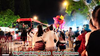 Take a walk through a super crowded street in Dalat, Vietnam : the atmosphere of tourism week 2024
