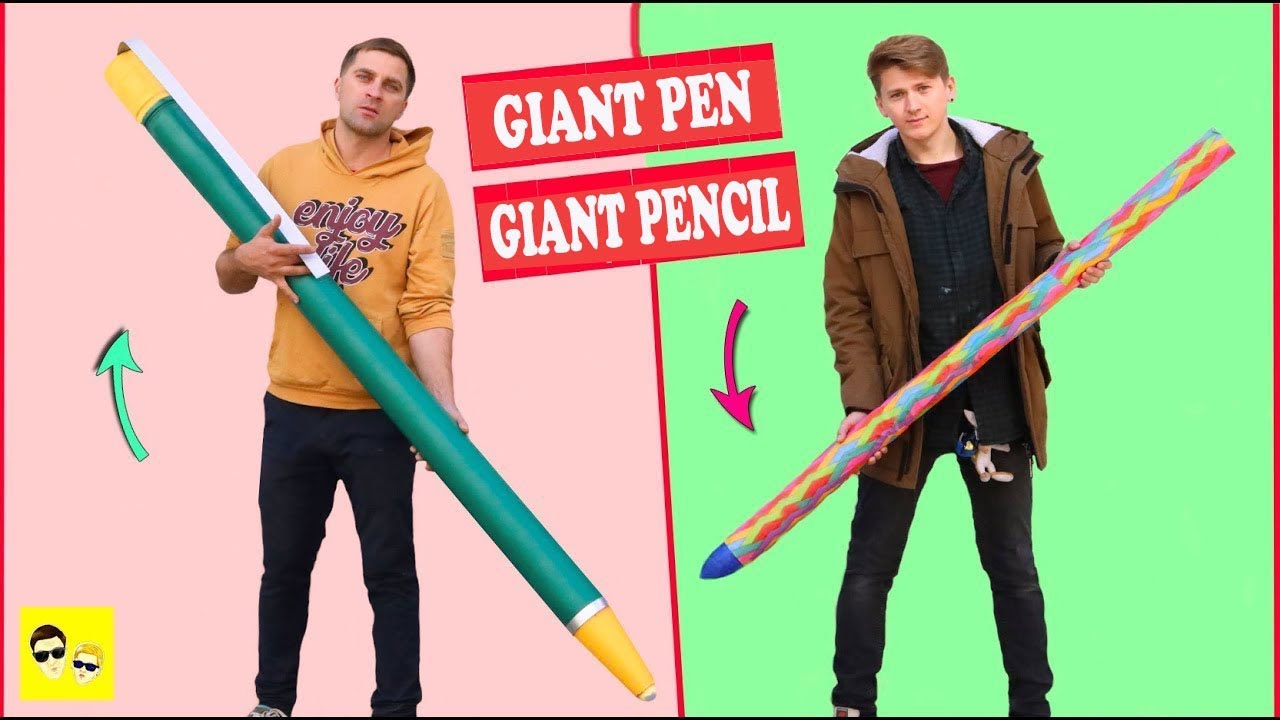 GIANT PEN AND GIANT PENCIL DIY! YouTube