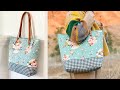 Everyday Tote Bag | Quilted Big Bag with Zippered Pocket | Sewing Bags