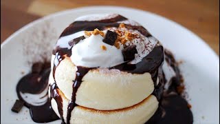 Fluffy Japanese Souffle Pancakes with Chocolate Sauce | Extended version with tutorial