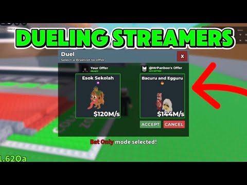 I Dueled Streamers In Roblox Steal A Brainrot…