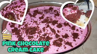 |Homemade Pink Chocolate Cream Cake|so soft n moist cake ,without oven screenshot 4