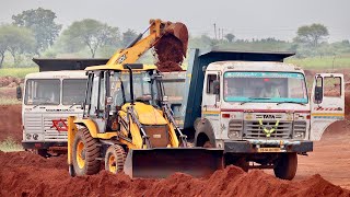 JCB 3dx Plus Loading Mud in Truck with Tata 2518 Tipper and Ashok Leyland Truck