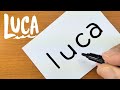 How to turn words Luca（Disney and Pixar）into a cartoon - How to draw doodle art on paper