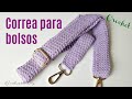 Correa para bolsos tejida con técnica de crochet tunecino