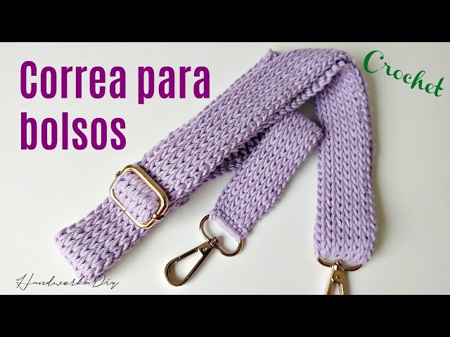Correa para bolsos tejida con técnica de crochet tunecino 