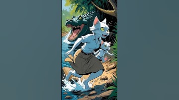 cat fight with crocodile! #aianimation #shorts