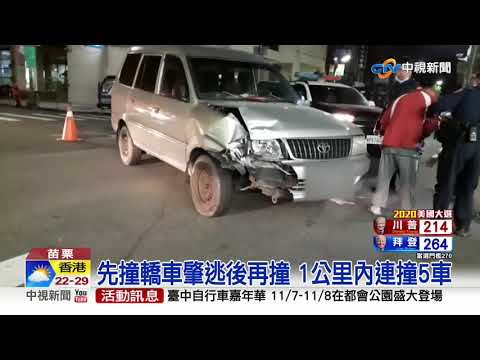 醉男酒後上路 連撞2轎車.3機車龜速肇逃│中視新聞 20201105
