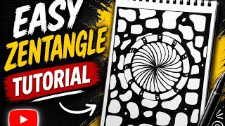 Easy Zentangle Art Tutorial for Beginners | Simple Black & White Doodle Drawing