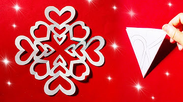 Paper Cutting Design❄️How to make snowflakes with hearts using paper [Clear tutorial fast and easy]