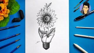 رسم افكار رسومات للمبتدئين تعليم الرسم بالرصاص رسم وردة فكرة رسم سهل جدا رسم | Easy drawimg  sketch