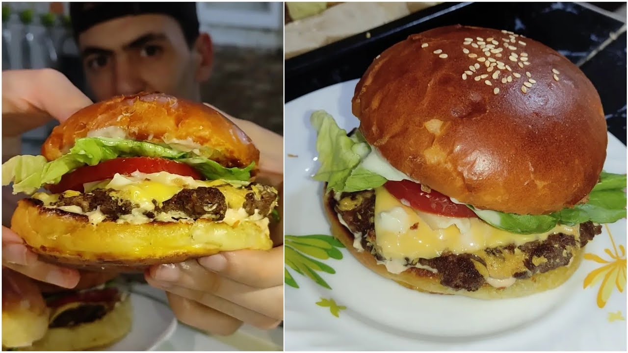 همبرغر 🍔 و خبز الهمبرغر ناجح 100% هش و مشي معجن 👌 افضل من تع المحلات 😍 مراحش تزيدو تشروه من برا