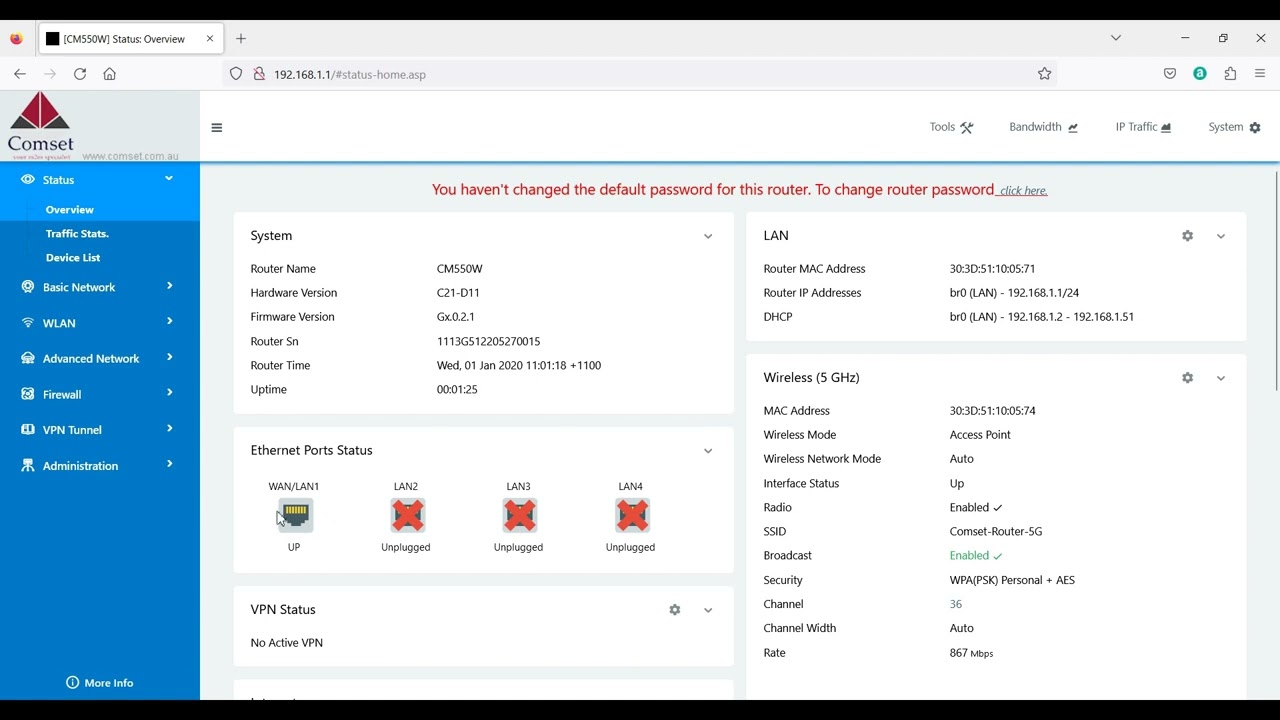 How to configure IP Passthrough on the Comset CM210Q W, CM510Q W and CM550W routers.