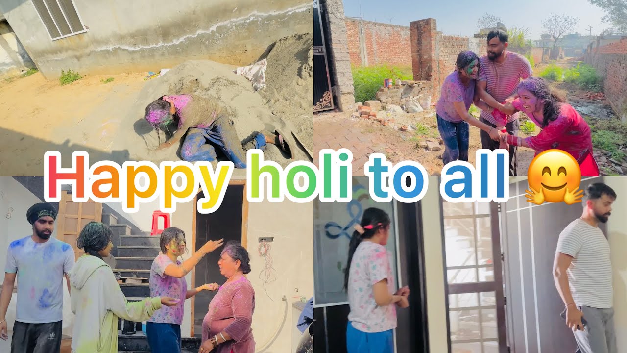 Happy holi to all my family & friends nu 🤗|| eda di holi pehli var dekhi 😳😱 || jashn kaur @jas-b7z 