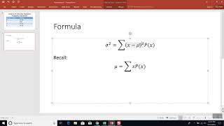 Google Sheets - Variance of a Discrete Population Probability Distribution