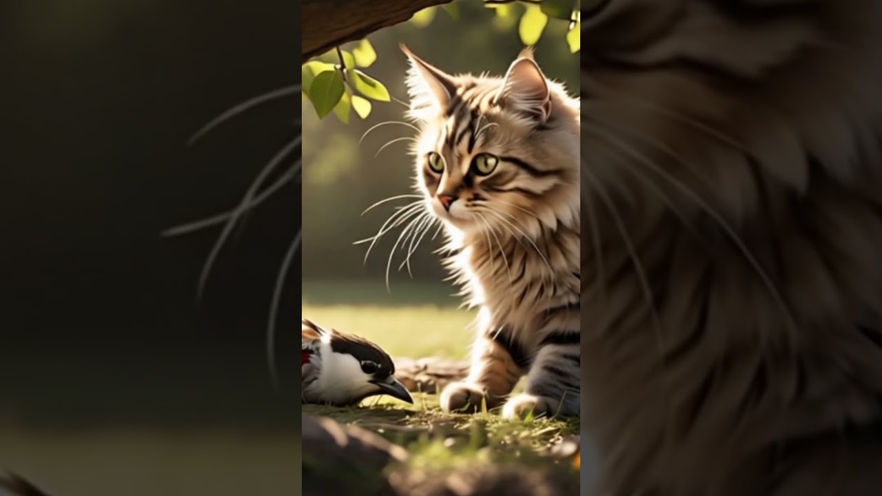 The cat helped the bird. 