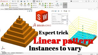 Solidworks expert trick | Linear pattern with instances to vary | Solidworks tutorial in hindi