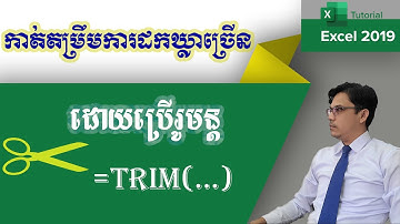 របៀបលប់ការដកឃ្លាច្រើន How to remove spacing from text: Trim Function in excel