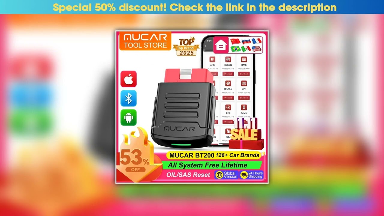 Unboxing MUCAR BT200 OBD2 Scanner 2024 Full System Diagnostic Tools Oil SAS Reset Wireless Car Erro
