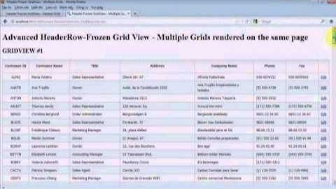 HeaderRow-Frozen GridView